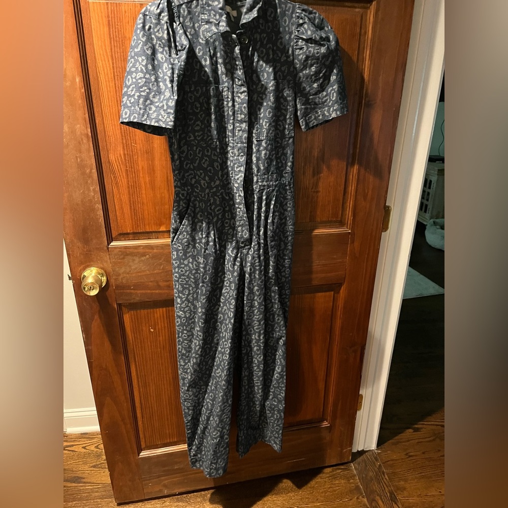 Denim leopard joie jumpsuit. Size 2